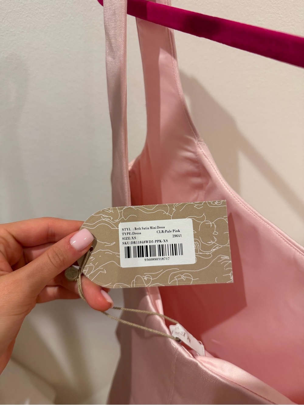 Meshki Satin Mini Dress - Pale Pink - Picture 7 of 7